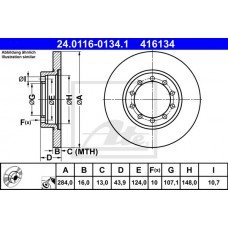 Δισκόπλακες FORD TRANSIT 2006 - 2012 ATE 24.0116-0134.1