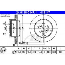 Δισκόπλακες LEXUS GS 2005 - 2007 ( S190 ) ATE 24.0118-0147.1