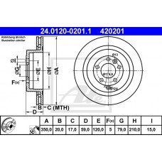 Δισκόπλακες LANDROVER DISCOVERY 2009 - 2014 ( LA ) IV ATE 24.0120-0201.1