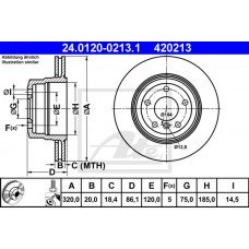 Δισκόπλακες BMW 5 Series 2003 - 2007 ( E60/1 ) ATE 24.0120-0213.1