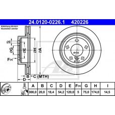 Δισκόπλακες BMW Z4 2009 - 2012 ( E89 ) ATE 24.0120-0226.1