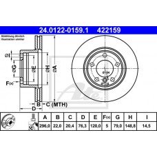 Δισκόπλακες BMW 5 Series 2000 - 2003 ( E39 F/L ) ATE 24.0122-0159.1