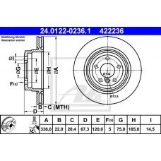 Δισκόπλακες BMW 3 Series 2005 - 2011 ( E90/1/2/3 ) ATE 24.0122-0236.1