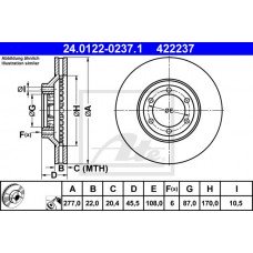 Δισκόπλακες HYUNDAI GALLOPER 1998 - ( JK01 ) ATE 24.0122-0237.1