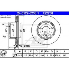 Δισκόπλακες BMW 3 Series 2005 - 2011 ( E90/1/2/3 ) ATE 24.0122-0238.1