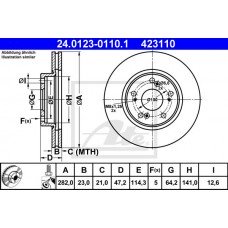 Δισκόπλακες HONDA CIVIC 2006 - 2009 ( FD / K / N ) ATE 24.0123-0110.1