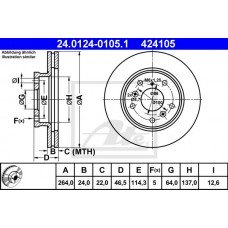 Δισκόπλακες MAZDA 626 1987 - 1992 ( GD ) ATE 24.0124-0105.1