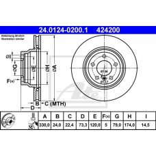 Δισκόπλακες BMW 3 Series 2005 - 2011 ( E90/1/2/3 ) ATE 24.0124-0200.1