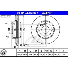 Δισκόπλακες HYUNDAI COUPE 1999 - 2001 ( RD ) ATE 24.0124-0706.1