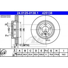 Δισκόπλακες BMW Z4 2003 - 2005 ( E85 ) ATE 24.0125-0138.1