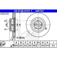 Δισκόπλακες TOYOTA AVENSIS 2003 - 2006 ( T250 ) ATE 24.0126-0141.1