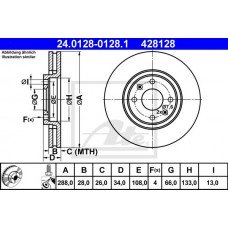 Δισκόπλακες CITROEN C5 2001 - 2004 ( DC ) ATE 24.0128-0128.1