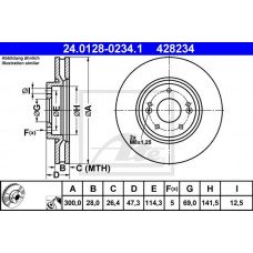 Δισκόπλακες HYUNDAI i30 2007 - 2012 ATE 24.0128-0234.1