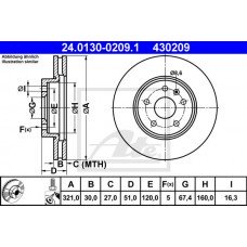 Δισκόπλακες OPEL INSIGNIA 2008 - 2013 ATE 24.0130-0209.1