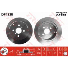 Δισκόπλακες TOYOTA COROLLA 2002 - 2004 ( E120 ) TRW DF4335