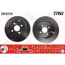 Δισκόπλακες TOYOTA COROLLA 2002 - 2004 ( E120 ) TRW DF4379