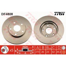 Δισκόπλακες TOYOTA AURIS 2007 - 2010 ( E150 ) TRW DF4808