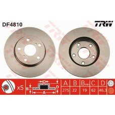 Δισκόπλακες TOYOTA COROLLA 2002 - 2004 ( E120 ) TRW DF4810