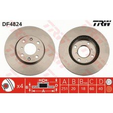 Δισκόπλακες SUZUKI SWIFT 2006 - 2008 ( RS ) TRW DF4824