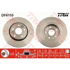 Δισκόπλακες RENAULT KANGOO 2009 - 2013 ( KW ) TRW DF6110