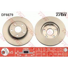 Δισκόπλακες TOYOTA AURIS 2013 - 2015 TRW DF6679