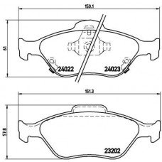 Τακάκια Σετ TOYOTA YARIS 2006 - 2009 ( KL9 ) BREMBO P 83 085