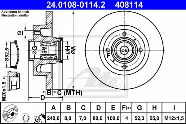 Δισκόπλακες RENAULT CLIO 2006 - 2009 ATE 24.0108-0114.2 Δισκόπλακες RENAULT CLIO 2006 - 2009 ATE 24.0108-0114.2