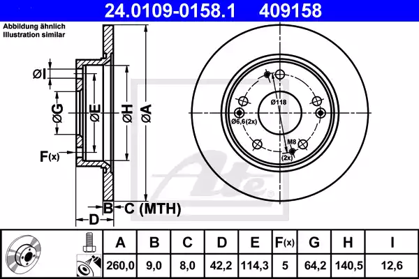 Δισκόπλακες HONDA CIVIC 2006 - 2009 ( FD / K / N ) ATE 24.0109-0158.1