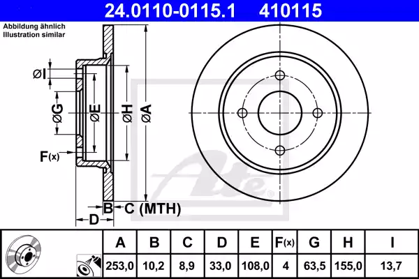 Δισκόπλακες FORD FIESTA 2002 - 2005 ( Mk5a ) ATE 24.0110-0115.1 Δισκόπλακες FORD FIESTA 2002 - 2005 ( Mk5a ) ATE 24.0110-0115.1