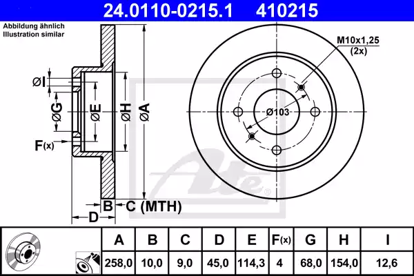Δισκόπλακες NISSAN ALMERA 2000 - 2002 ( N16 ) ATE 24.0110-0215.1