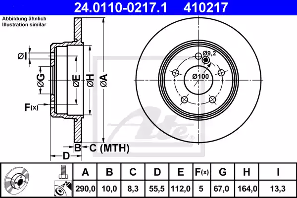 Δισκόπλακες MERCEDES C CLASS 2000 - 2003 ( W203 ) ATE 24.0110-0217.1