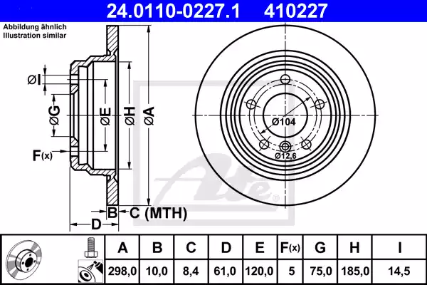 Δισκόπλακες BMW 5 Series 2000 - 2003 ( E39 F/L ) ATE 24.0110-0227.1 Δισκόπλακες BMW 5 Series 2000 - 2003 ( E39 F/L ) ATE 24.0110-0227.1