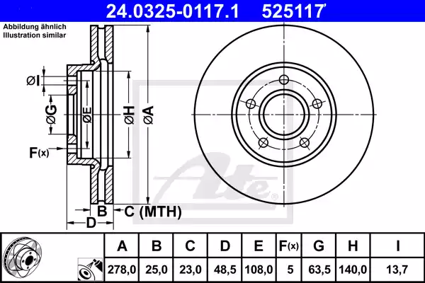 Δισκόπλακες FORD FOCUS 2004 - 2008 (MK2A) ATE 24.0325-0117.1