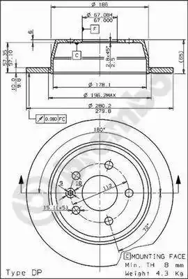 Δισκόπλακες MERCEDES VITO 1996 - 2003 ( W638 ) BREMBO 08.6968.10