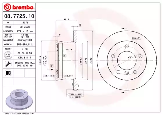 Δισκόπλακες MERCEDES G CLASS 1990 - ( W461 ) BREMBO 08.7725.10