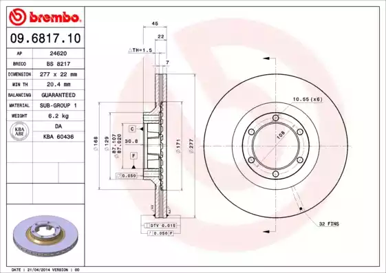 Δισκόπλακες MITSUBISHI PAJERO 1983 - 1991 BREMBO 09.6817.10