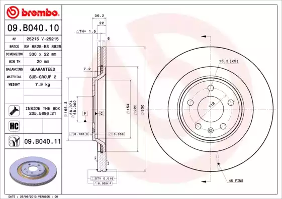 Δισκόπλακες AUDI A4 2008 - 2011 ( 8K ) BREMBO 09.B040.10