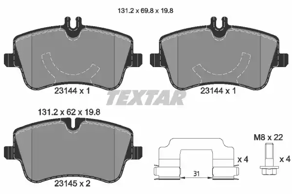 Τακάκια Σετ MERCEDES C CLASS 2000 - 2003 ( W203 ) TEXTAR 2314401