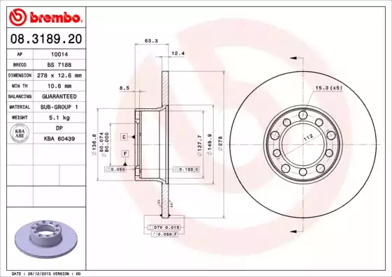 Δισκόπλακες BREMBO 08.3189.20