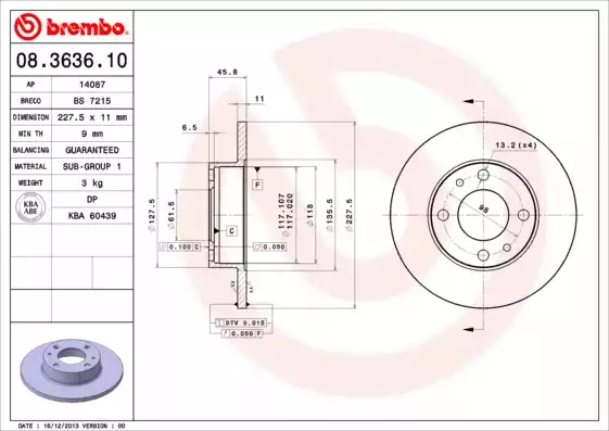 Δισκόπλακες SEAT GREDOS / MALAGA 1986 - 1992 ( 023A ) BREMBO 08.3636.10