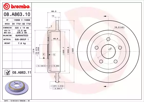 Δισκόπλακες JEEP COMMANDER 2006 - 2010 ( XK ) BREMBO 08.A863.10