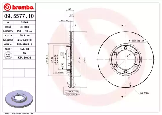 Δισκόπλακες ISUZU TROOPER 1987 - 1991 ( UBS ) BREMBO 09.5577.10