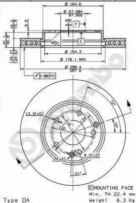 Δισκόπλακες MERCEDES C CLASS 2000 - 2003 ( W203 ) BREMBO 09.8411.10