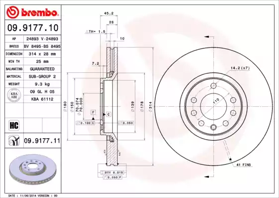 Δισκόπλακες OPEL VECTRA 2002 - 2005 ( C ) BREMBO 09.9177.10