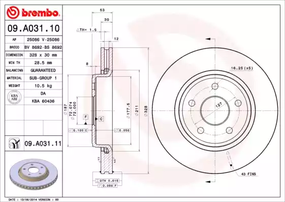 Δισκόπλακες JEEP COMMANDER 2006 - 2010 ( XK ) BREMBO 09.A031.10