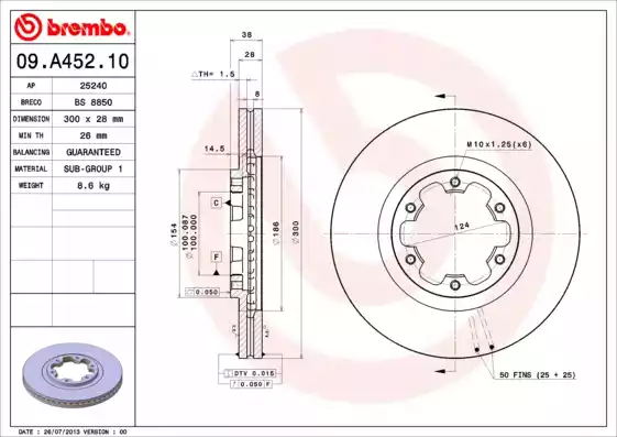 Δισκόπλακες NISSAN D22 1998 - 2001 BREMBO 09.A452.10