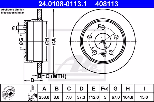 Δισκόπλακες MERCEDES A CLASS 2004 - 2008 ( W169 ) ATE 24.0108-0113.1