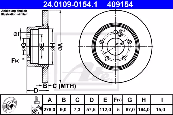 Δισκόπλακες MERCEDES C CLASS 2007 - 2011 ( W204 ) ATE 24.0109-0154.1
