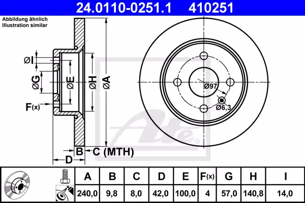 Δισκόπλακες OPEL ASTRA 2004 - 2007 ( H ) ATE 24.0110-0251.1