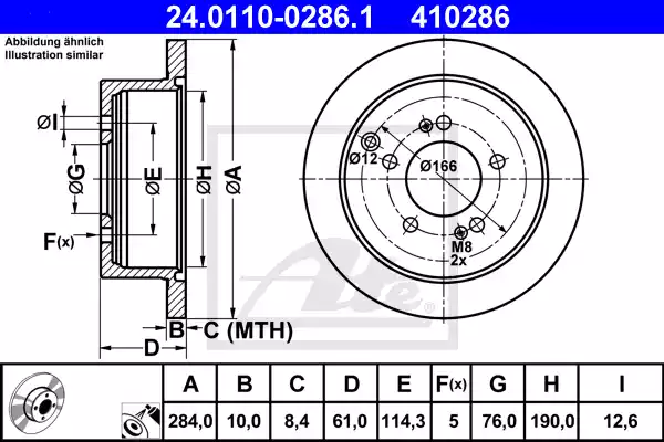 Δισκόπλακες HYUNDAI SANTA FE 2000 - 2004 ( SM ) ATE 24.0110-0286.1